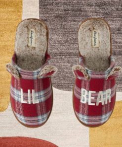 * SLIPPERS DEARFOAMS LIL BEAR RED PLAID (SNDLS)